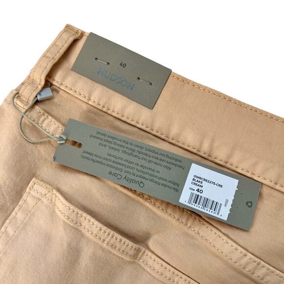 New Men’s Hudson Blake Slim Straight Fit Jeans in Cream Size 40 - Picture 5 of 10